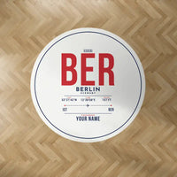 Thumbnail for Berlin Brandenburg Airport Willy Brandt (BER) Carpets - Carpet Round - ID Tag + Name - White V2