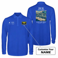 Thumbnail for Berlin Brandenburg Airport Willy Brandt (BER) Premium Polo T-Shirts - Poster + Name - Long Sleeve - Blue