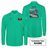 Thumbnail for Berlin Brandenburg Airport Willy Brandt (BER) Premium Polo T-Shirts - Poster + Name - Long Sleeve - Green