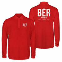 Thumbnail for Berlin Brandenburg Airport Willy Brandt (BER) Premium Polo T-Shirts - Tag - Long Sleeve - Red