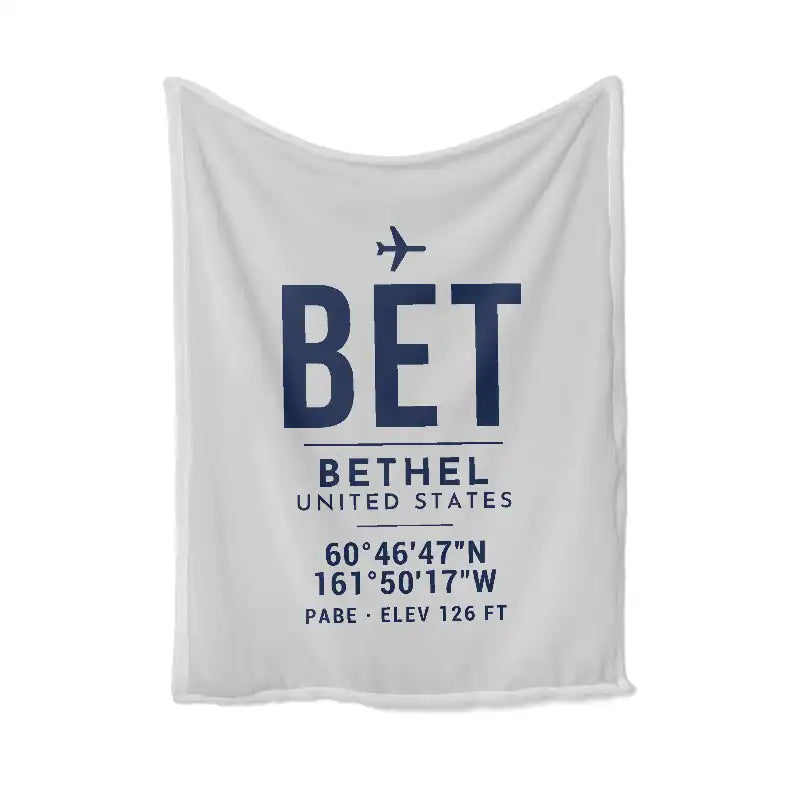 Bethel Airport (BET) Bedding Sets & Blankets - Blanket - ID Tag - Light Gray