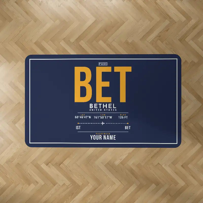 Bethel Airport (BET) Carpets - Carpet Rectangle - ID Tag + Name - Dark Blue V2