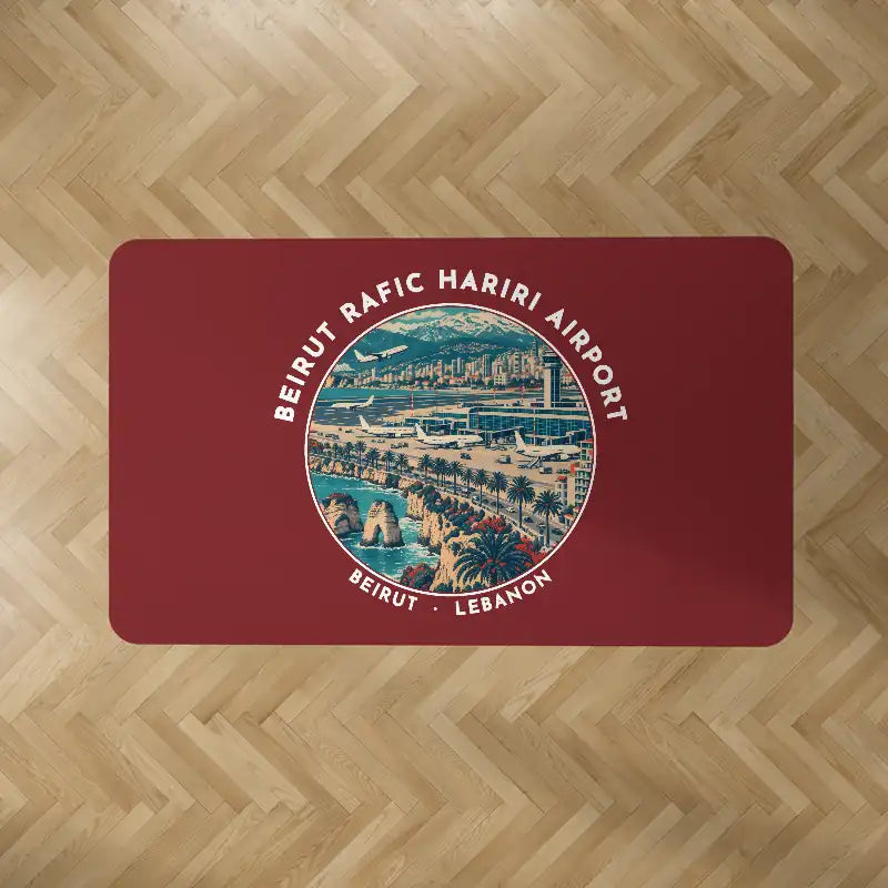 Beirut Rafic Hariri International Airport (BEY) Carpets - Carpet Rectangle - Badge - Dark Red V2