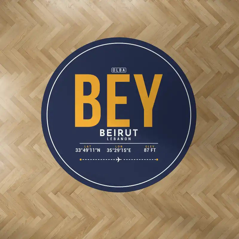 Beirut Rafic Hariri International Airport (BEY) Carpets - Carpet Round - ID Tag - Dark Blue V2