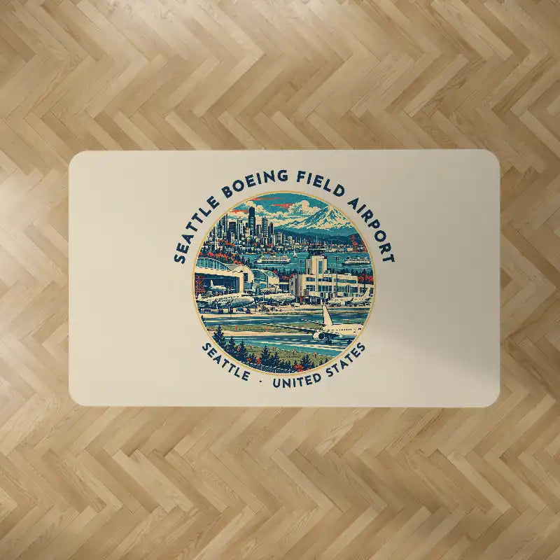 Seattle Boeing Field International Airport (BFI) Carpets - Carpet Rectangle - Badge - Beige V2