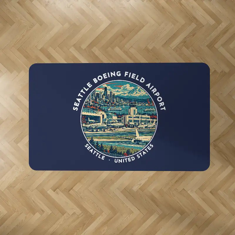 Seattle Boeing Field International Airport (BFI) Carpets - Carpet Rectangle - Badge - Dark Blue V2