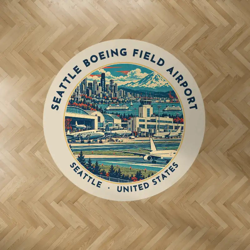 Seattle Boeing Field International Airport (BFI) Carpets - Carpet Round - Badge - Beige V2
