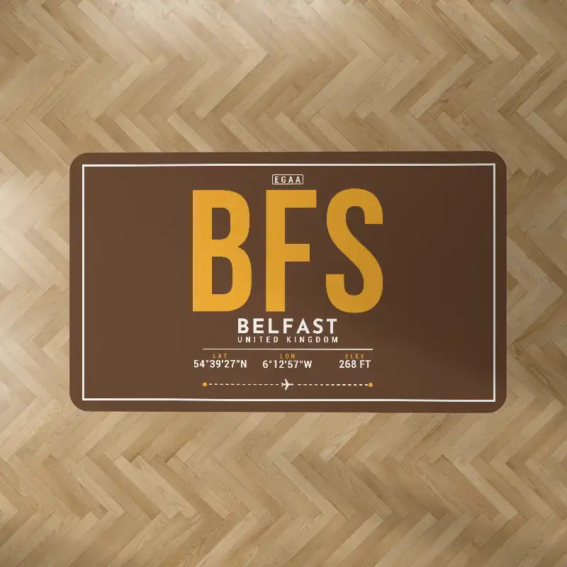 Belfast International Airport (BFS) Carpets - Carpet Rectangle - ID Tag - Brown V2