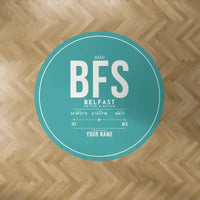 Thumbnail for Belfast International Airport (BFS) Carpets - Carpet Round - ID Tag + Name - Turquoise V2