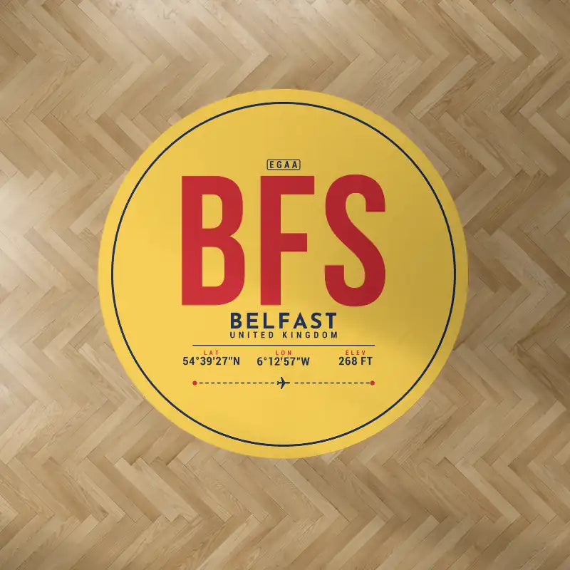 Belfast International Airport (BFS) Carpets - Carpet Round - ID Tag - Yellow V2
