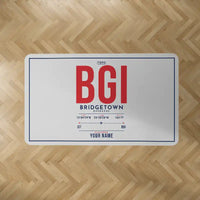 Thumbnail for Grantley Adams International Airport (BGI) Carpets - Carpet Rectangle - ID Tag + Name - Light Gray V2
