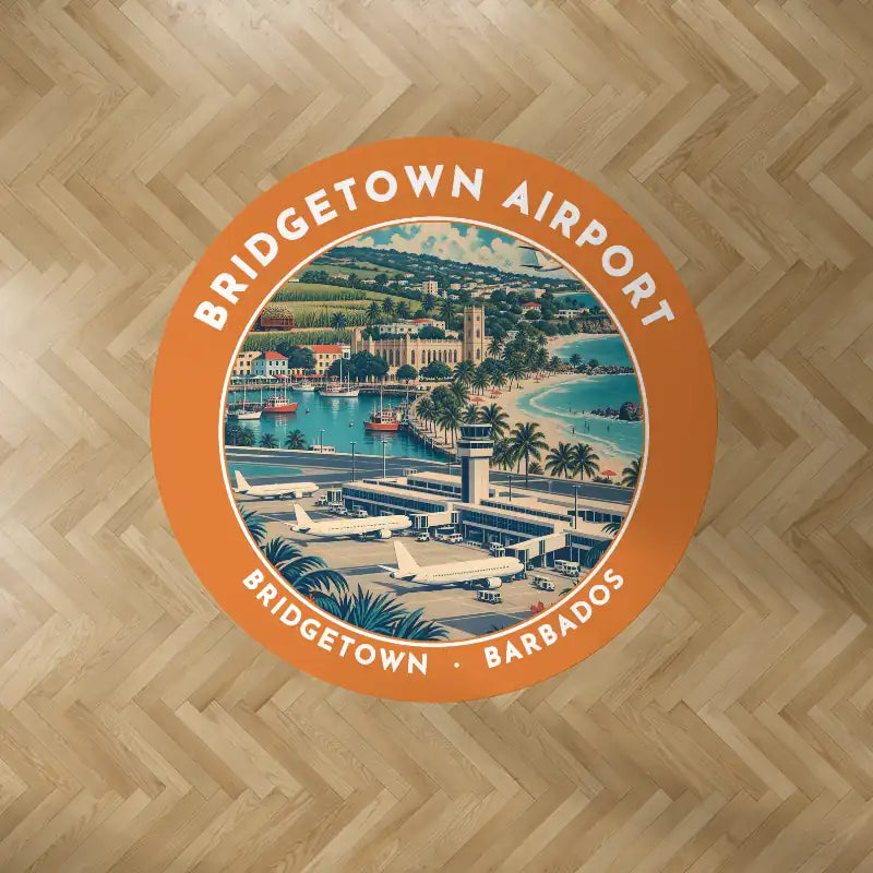 Grantley Adams International Airport (BGI) Carpets - Carpet Round - Badge - Orange V2