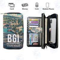 Thumbnail for Grantley Adams International Airport (BGI) Leather Wallets - Zip Long Wallet - Scene + Name