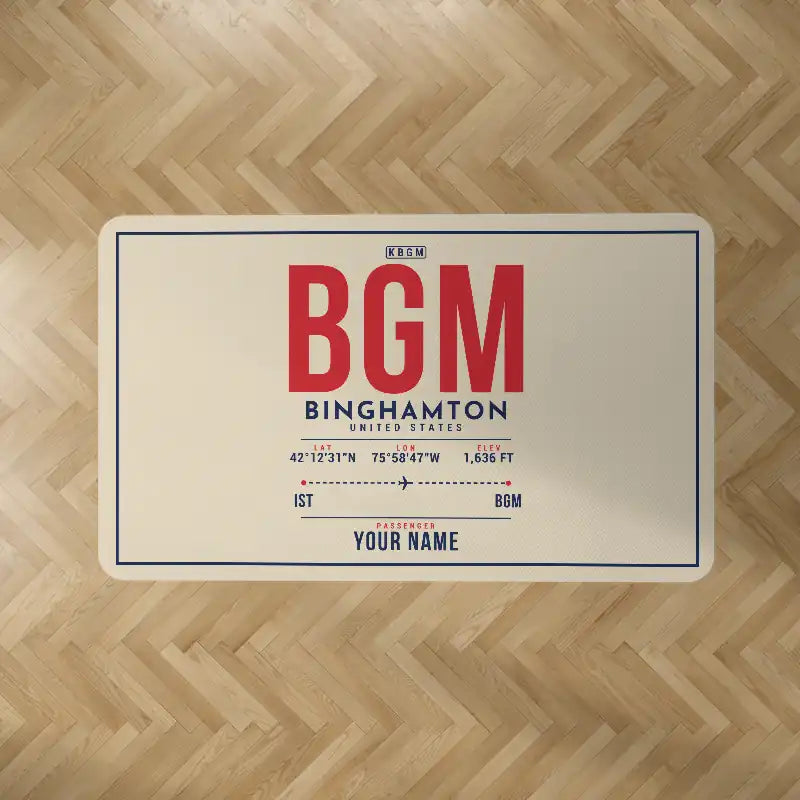 Greater Binghamton Airport (BGM) Carpets - Carpet Rectangle - ID Tag + Name - Beige V2
