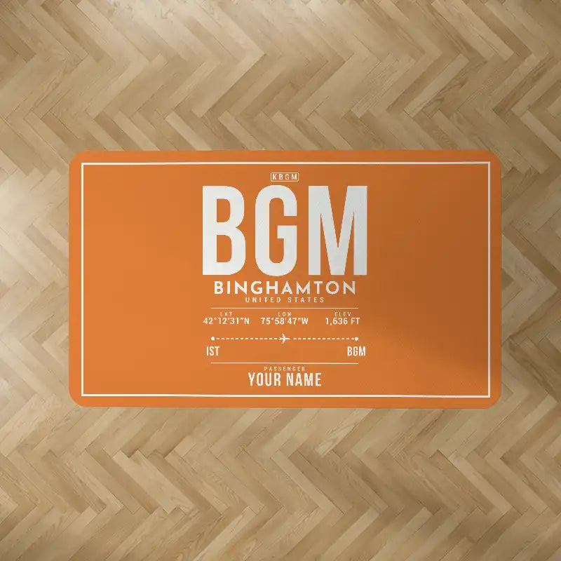 Greater Binghamton Airport (BGM) Carpets - Carpet Rectangle - ID Tag + Name - Orange V2