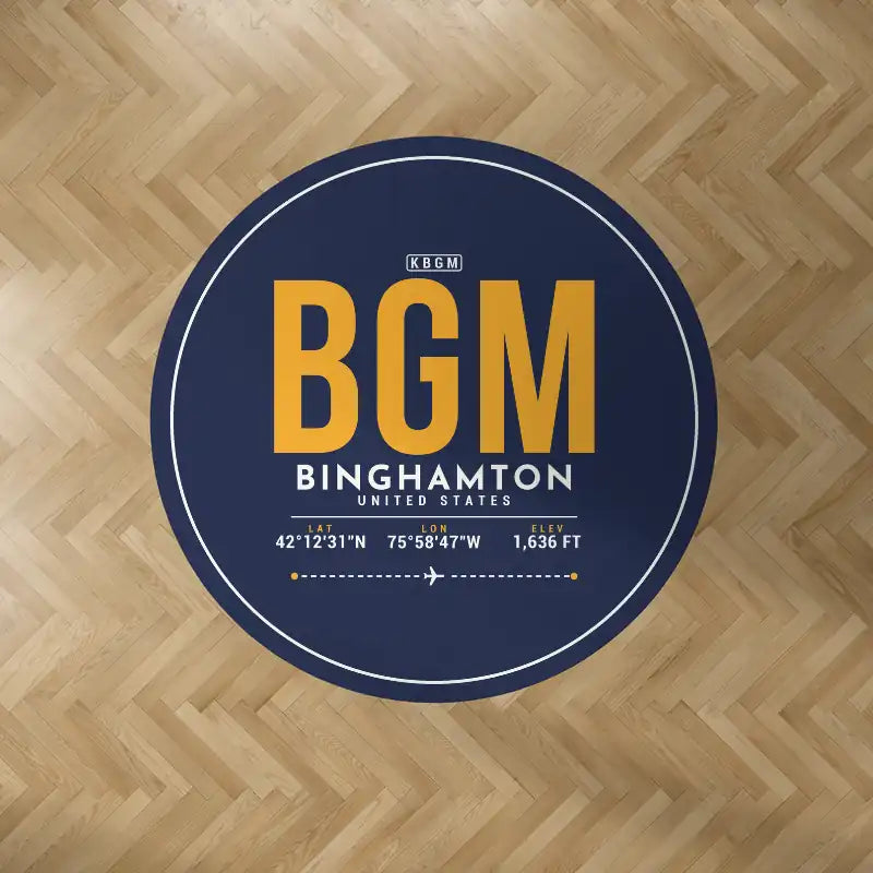 Greater Binghamton Airport (BGM) Carpets - Carpet Round - ID Tag - Dark Blue V2
