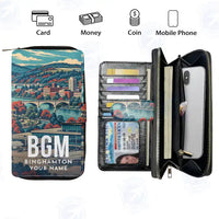 Thumbnail for Greater Binghamton Airport (BGM) Leather Wallets - Zip Long Wallet - Scene + Name