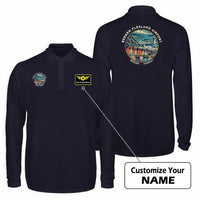 Thumbnail for Bergen Airport Flesland (BGO) Premium Polo T-Shirts - Badge + Name - Long Sleeve - Dark Blue