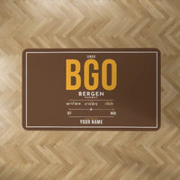 Thumbnail for Bergen Airport Flesland (BGO) Carpets - Carpet Rectangle - ID Tag + Name - Brown V2