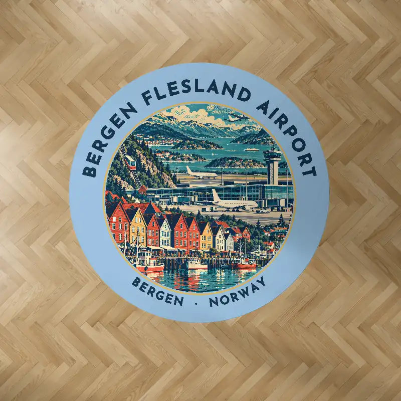 Bergen Airport Flesland (BGO) Carpets - Carpet Round - Badge - Light Blue