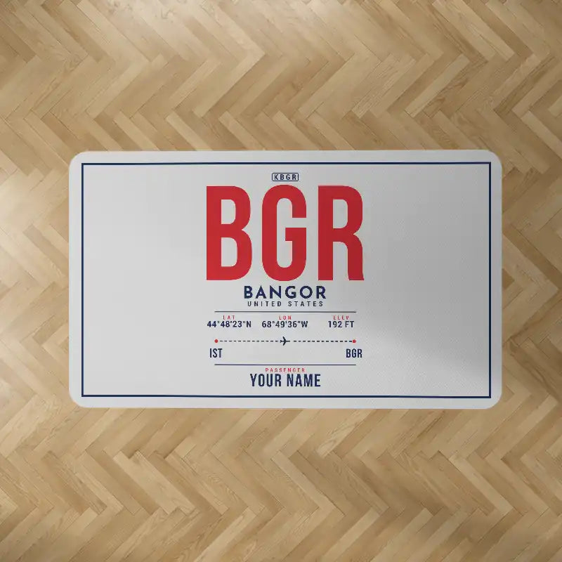 Bangor International Airport (BGR) Carpets - Carpet Rectangle - ID Tag + Name - Light Gray V2