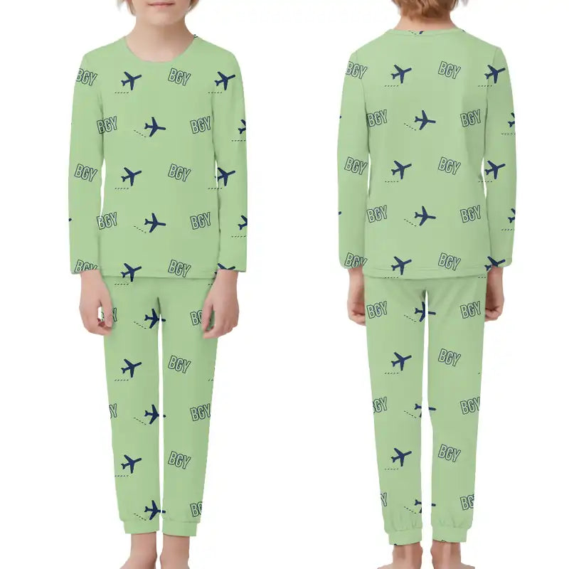Milan Bergamo Airport (BGY) Pajamas - Children Pajamas - Light Green