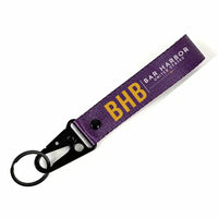 Thumbnail for Bar Harbor Hancock County Airport (BHB) Hawk-Shaped Key Chains - Hawk Key Chain - Tag - Purple