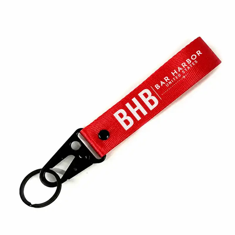 Bar Harbor Hancock County Airport (BHB) Hawk-Shaped Key Chains - Hawk Key Chain - Tag - Red