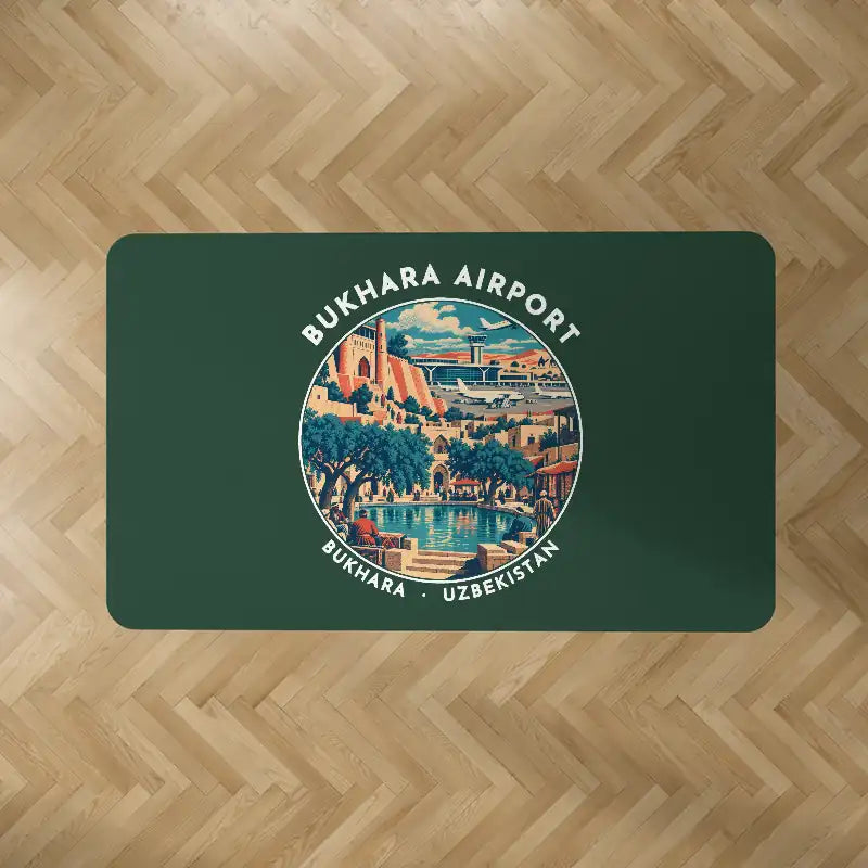 Bukhara International Airport (BHK) Carpets - Carpet Rectangle - Badge - Dark Green V2