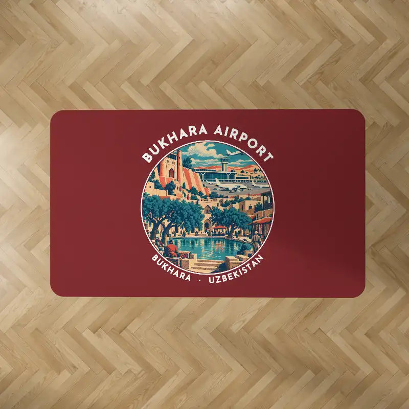 Bukhara International Airport (BHK) Carpets - Carpet Rectangle - Badge - Dark Red V2
