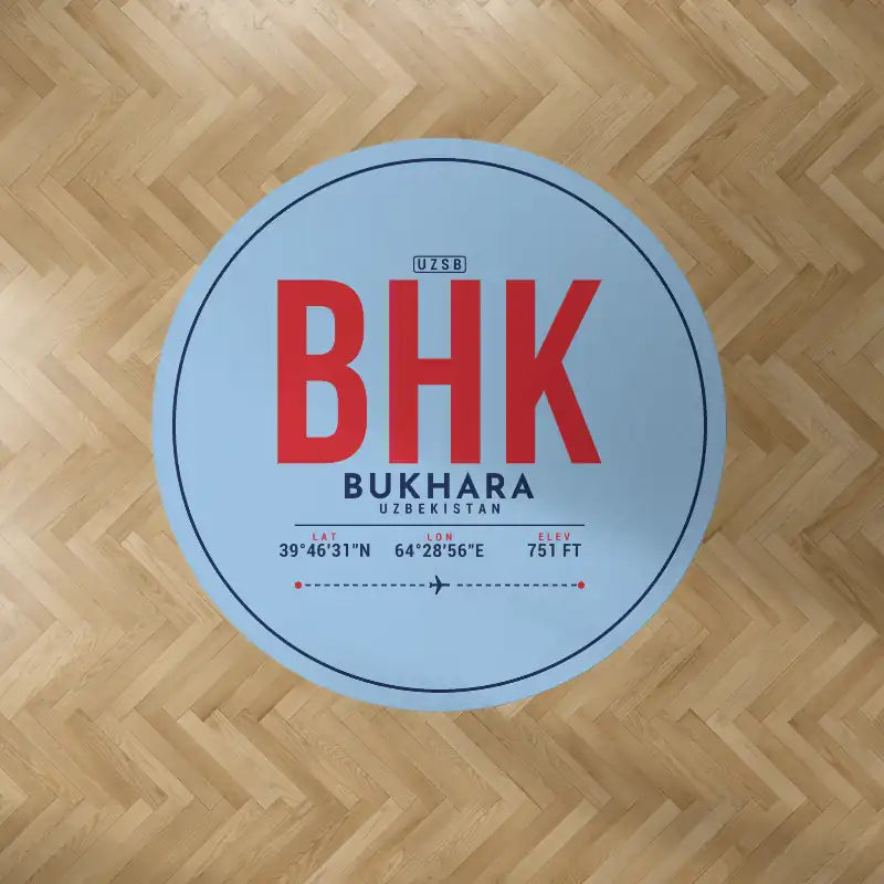 Bukhara International Airport (BHK) Carpets - Carpet Round - ID Tag - Light Blue V2