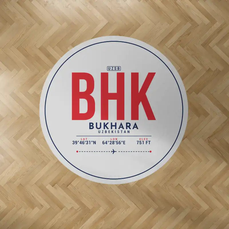 Bukhara International Airport (BHK) Carpets - Carpet Round - ID Tag - Light Gray V2