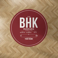 Thumbnail for Bukhara International Airport (BHK) Carpets - Carpet Round - ID Tag + Name - Dark Red V2