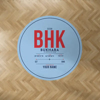 Thumbnail for Bukhara International Airport (BHK) Carpets - Carpet Round - ID Tag + Name - Light Blue V2
