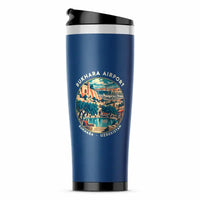 Thumbnail for Bukhara International Airport (BHK) Travel Mugs - Badge - Stainless Steel (No Holder) - Blue
