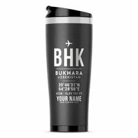 Thumbnail for Bukhara International Airport (BHK) Travel Mugs - ID Tag + Name - Stainless Steel (No Holder) - Gray