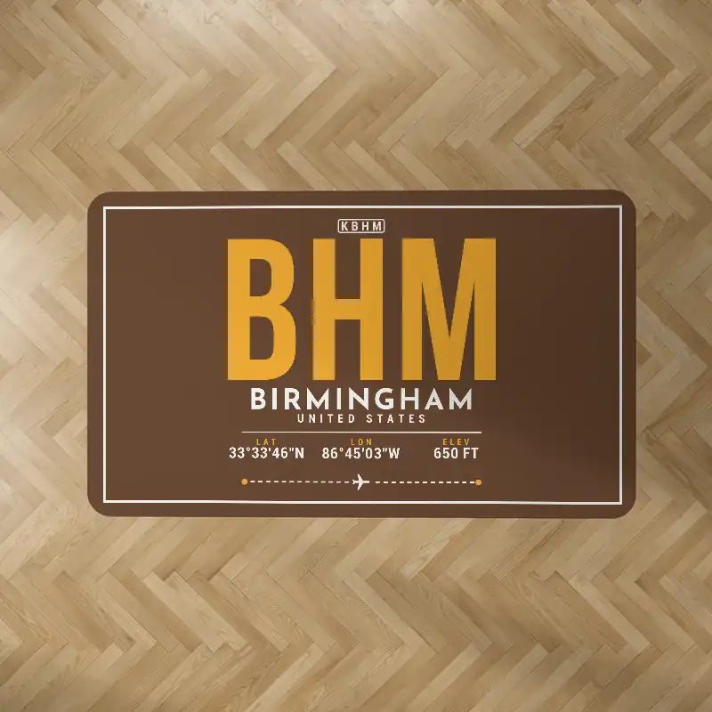 Birmingham-Shuttlesworth International Airport (BHM) Carpets - Carpet Rectangle - ID Tag - Brown V2