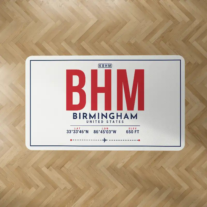 Birmingham-Shuttlesworth International Airport (BHM) Carpets - Carpet Rectangle - ID Tag - White V2