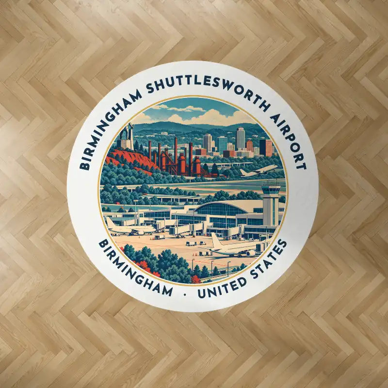 Birmingham-Shuttlesworth International Airport (BHM) Carpets - Carpet Round - Badge - White V2