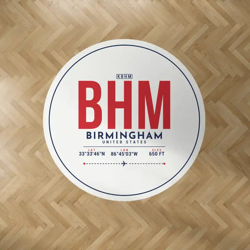 Birmingham-Shuttlesworth International Airport (BHM) Carpets - Carpet Round - ID Tag - White V2