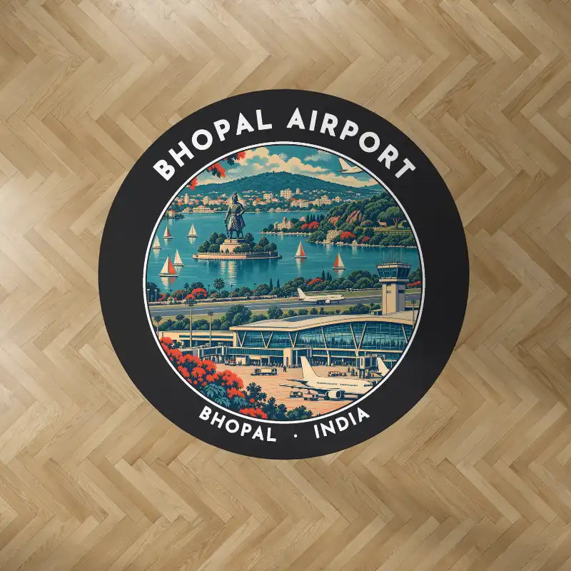 Raja Bhoj Airport (BHO) Carpets - Carpet Round - Badge - Black V2
