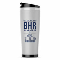 Thumbnail for Bharatpur Airport (BHR) Travel Mugs - Boarding Pass - Stainless Steel (No Holder) - Light Gray