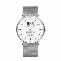 Thumbnail for Bharatpur Airport (BHR) Aviator Watches - Classic - White - Slim Mesh - Silver & Silver Stainless Steel Strap