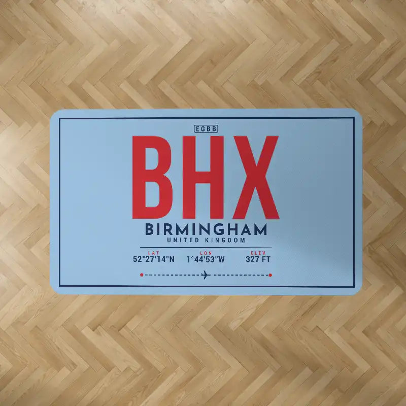 Birmingham Airport (BHX) Carpets - Carpet Rectangle - ID Tag - Light Blue V2
