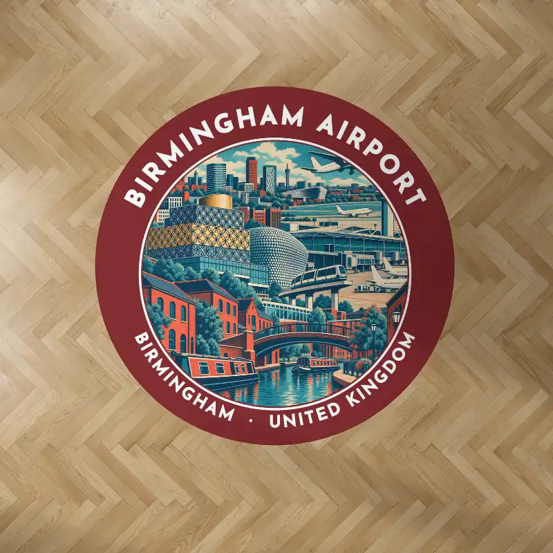Birmingham Airport (BHX) Carpets - Carpet Round - Badge - Dark Red V2
