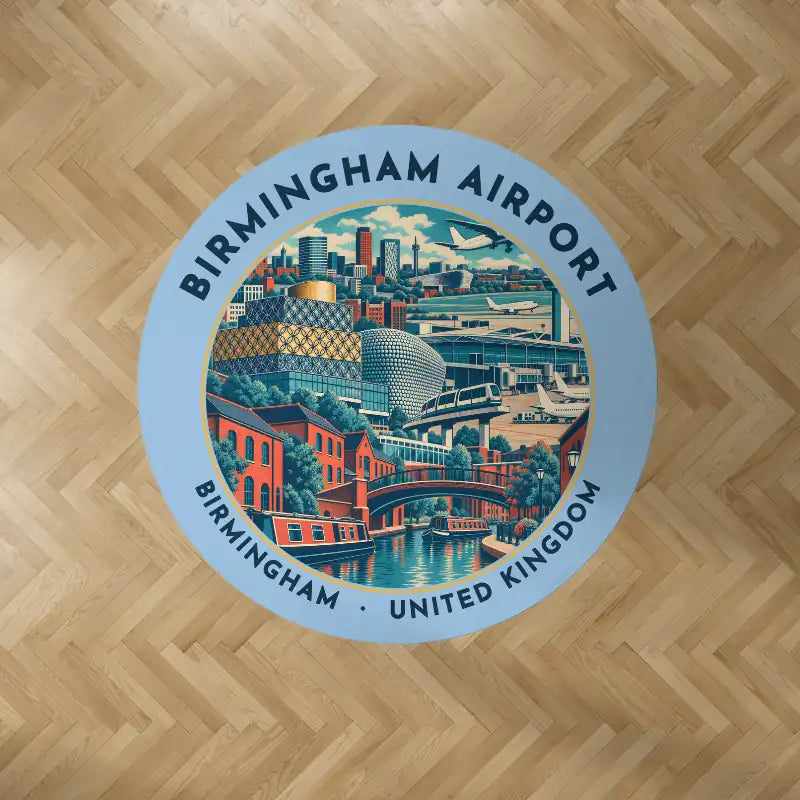 Birmingham Airport (BHX) Carpets - Carpet Round - Badge - Light Blue V2