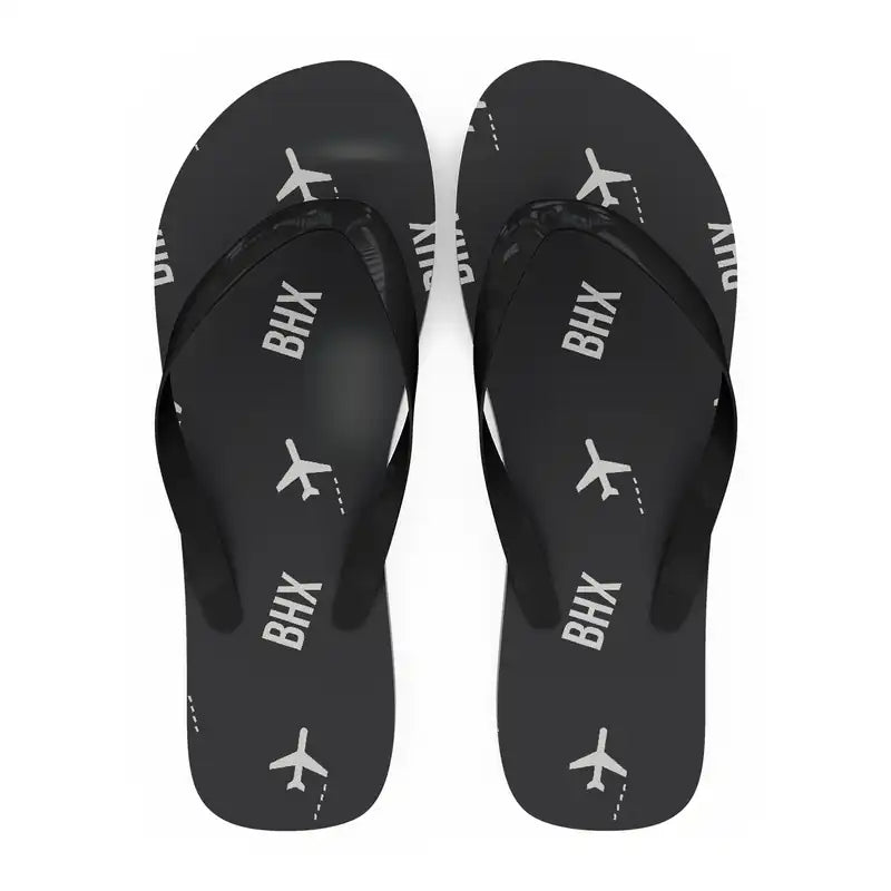 Birmingham Airport (BHX) Slippers & Flip Flops - Slippers - Flip Flops - Pattern - Black