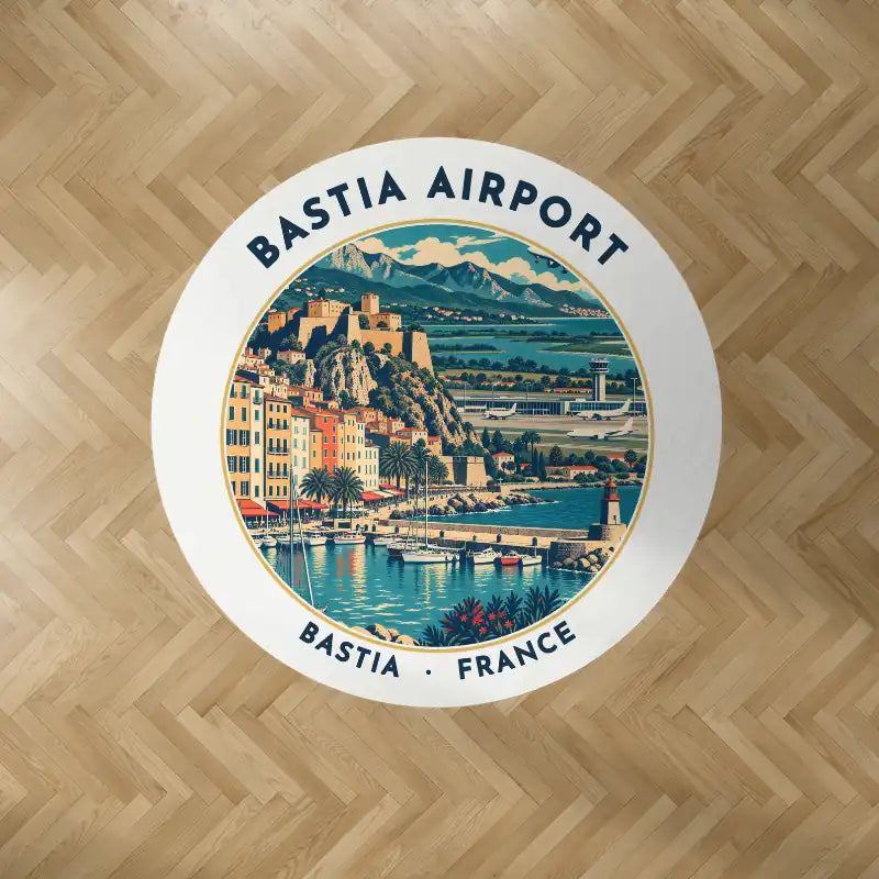 Bastia – Poretta Airport (BIA) Carpets - Carpet Round - Badge - White V2