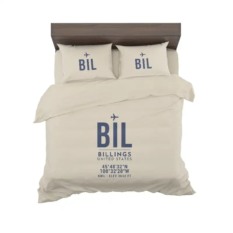Billings Logan International Airport (BIL) Bedding Sets & Blankets - Bedding Set - ID Tag - Beige
