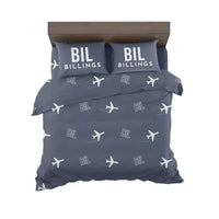 Thumbnail for Billings Logan International Airport (BIL) Bedding Sets & Blankets - Bedding Set - Pattern - Navy Blue